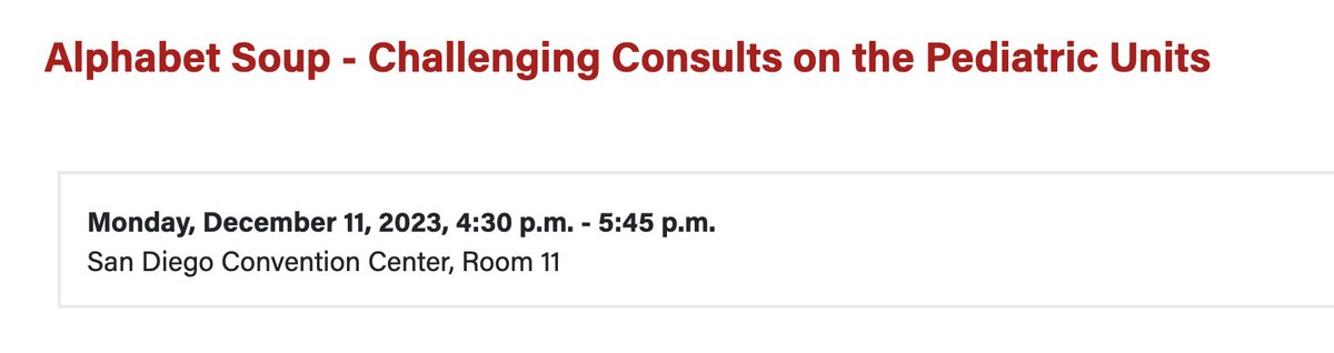 PedsHemeDoc's tweet photo. Holy smokes, how is #ASH23 next week already?!? 

If you're up for learning about some interesting &amp; challenging peds heme/onc consults &amp; you love acronyms, please join me, @AshishKumar_md &amp; Cliff Takemoto on Monday at 4:30  - we're serving Alphabet Soup!
https://t.co/yy7hnO5R15 https://t.co/GMBw7ayyTr