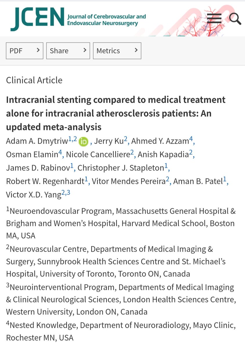 Check our latest paper! The summary: medical treatment was favored over intracranial stenting in the rate of 30-day ischemic stroke, 30-day intracerebral hemorrhage, one-year stroke in territory or mortality. While no significant difference between both groups for others.