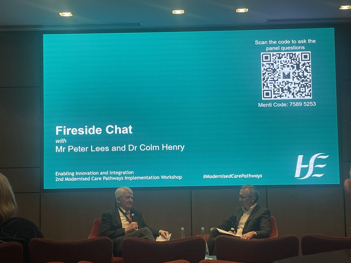 Insightful Fireside Chat with @CcoHse & Mr Peter Lees on #clinicalleadership #ModernisedCarePathways @roinnslainte @HSELive