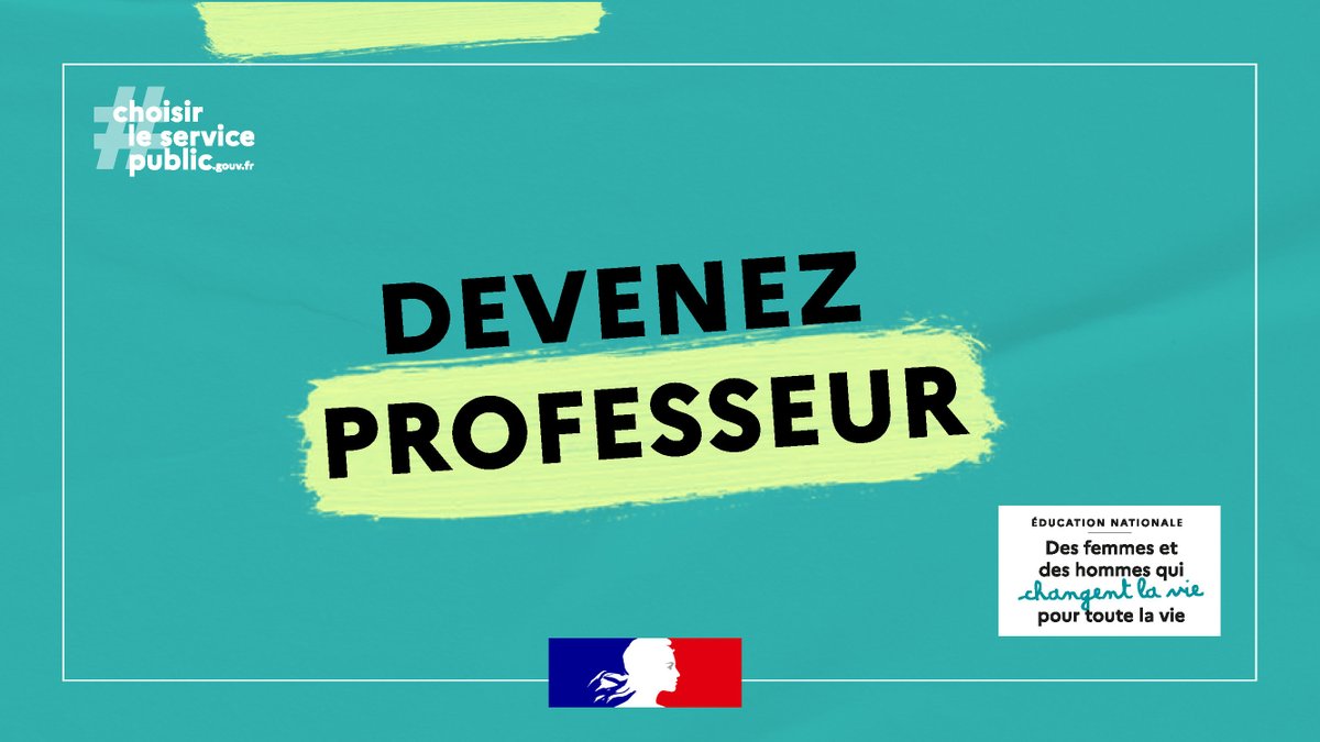 AcLille's tweet photo. 📢Devenez professeur ! Étudiant en master, en recherche d'emploi ou en projet de reconversion ? 
@education_gouv recrute par concours des professeurs des écoles, de collèges et de lycées.
Les inscriptions sont ouvertes jusqu’au 7 décembre, 12h.

👉https://t.co/wIfy89nOPZ https://t.co/qmY5SSbJ0t