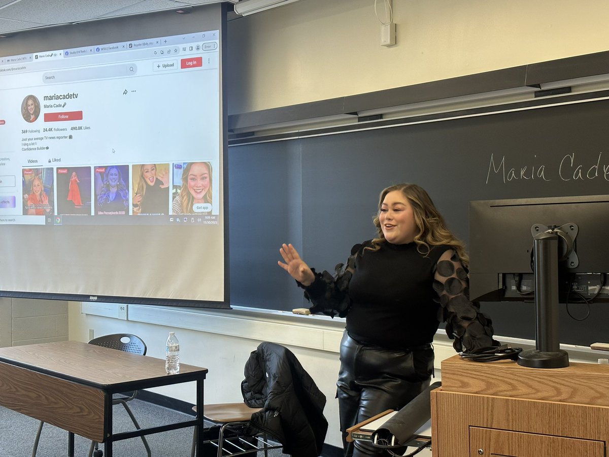 ProfNichols's tweet photo. Thank you @MariaCadeTV for sharing your amazing journey with @PSUBellisario @penn_state students. @TheBEACHWAVER @WTAJnews @tiktok_us #PSUPR372 https://t.co/1qVuWEuBh3