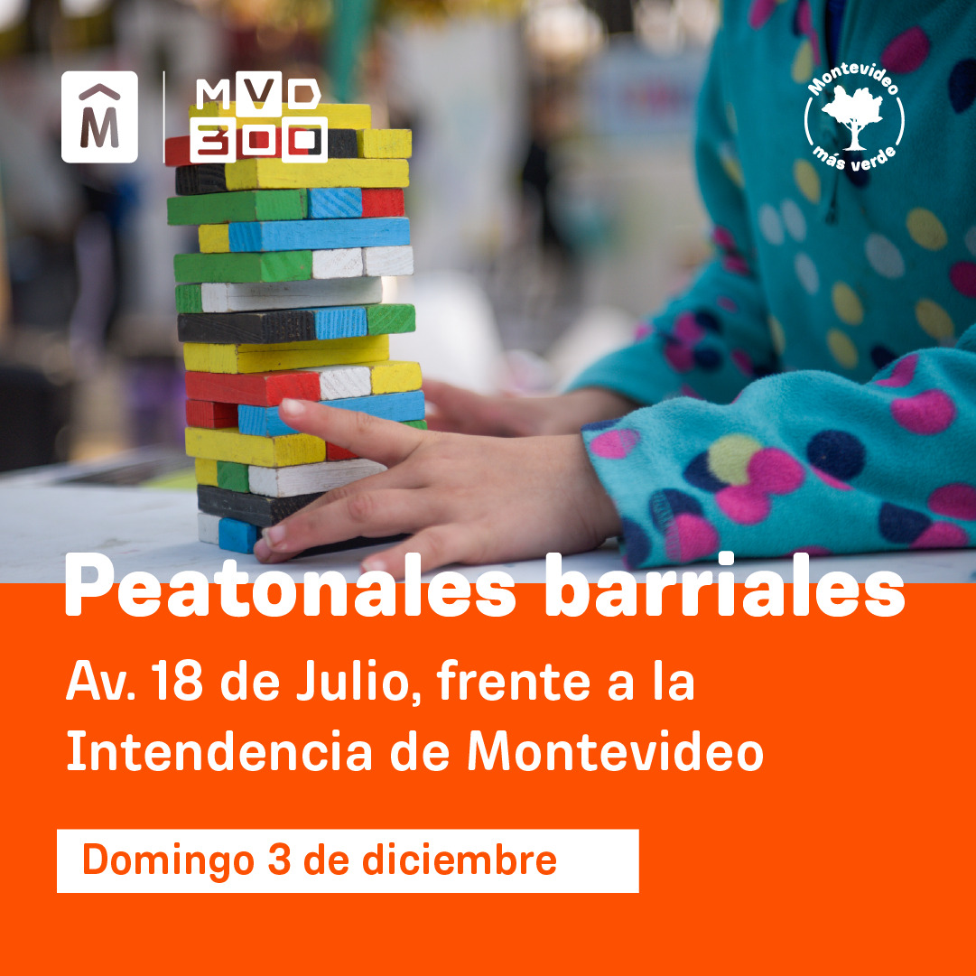 Seguimos disfrutando las #PeatonalesBarriales 🚶‍♀️

🎉 Este fin de semana más calles se convierten en peatonal por un día, con actividades lúdicas y recreativas para niñas y niños.

📍 Magested de Hermógenes Álvarez a Guaviyú
📍 18 de Julio de Ejido a Barrios Amorín