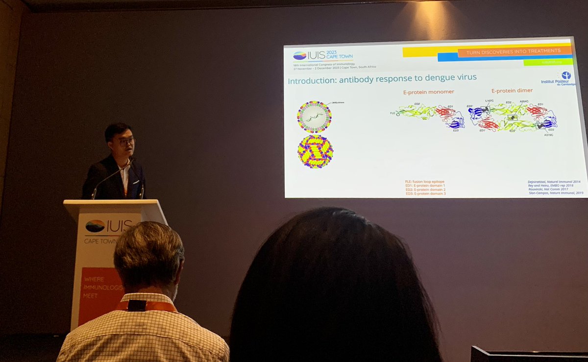 CantaertC's tweet photo. PhD student Sokchea Lat presenting his work on the development of novel assays to uncover correlates of protection after dengue virus infection @iuis_online #proudPI https://t.co/FCUXt9ljja