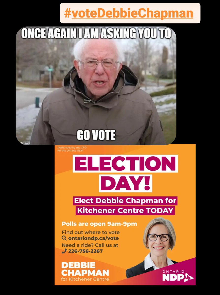 winkyj's tweet photo. ๐ Once again, I am asking you to Go Vote @dchapmanNDP
@OntarioNDP ๐๐๐
#voteDebbieChapman #kitchenerCentre #kitcen #onpoli https://t.co/nzBPvyNDCs
