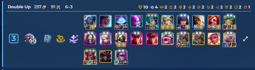 MeSinley's tweet image. just went 3rd in double up with this board while my teammate was sona 3 star!!!!!!!!!!