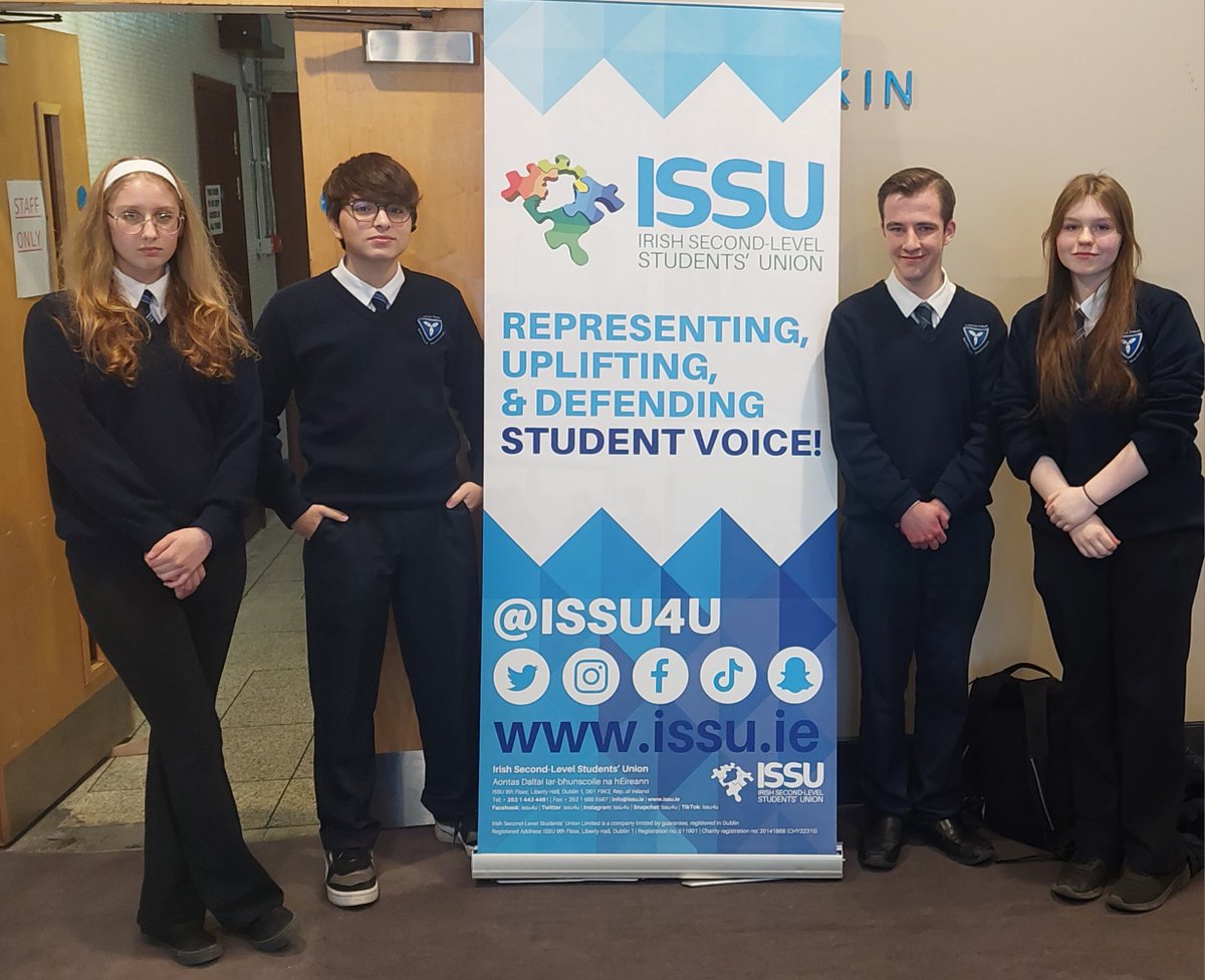 Congratulations to Auguste, Caio, Luke & Alsiha who attended today's ISSU Regional Council of Schools event. Luke nominated himself for Meath Regional Officer & was successfully elected. All here in DCC wish him well in his term of office @ParentsDcc