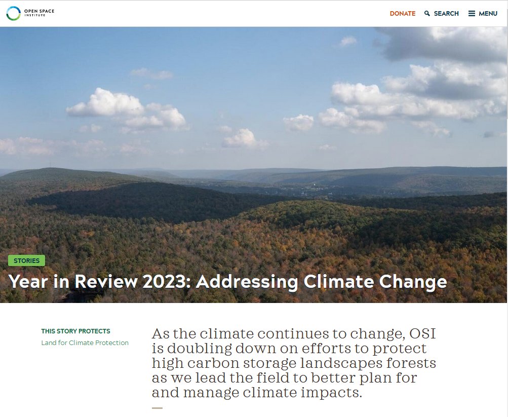 OSI's climate leadership is meeting the needs of *this* moment by leveraging carbon data and resilience science to accomplish innovative and strategic projects. Learn more about how OSI led the way on climate-informed land protection in 2023: openspaceinstitute.org/stories/addres…