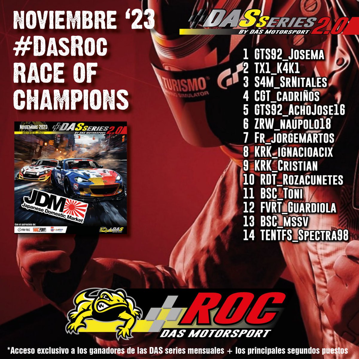 MotorsportDas's tweet photo. 🔥¡Jueves de DAS Roc!🔥

Hoy toca "LA CARRERA" de la serie, donde se reunen los 14 mejores pilotos de la Serie para dar  un penúltimo espectáculo este año.

#beDAS https://t.co/plkFDRe5IK