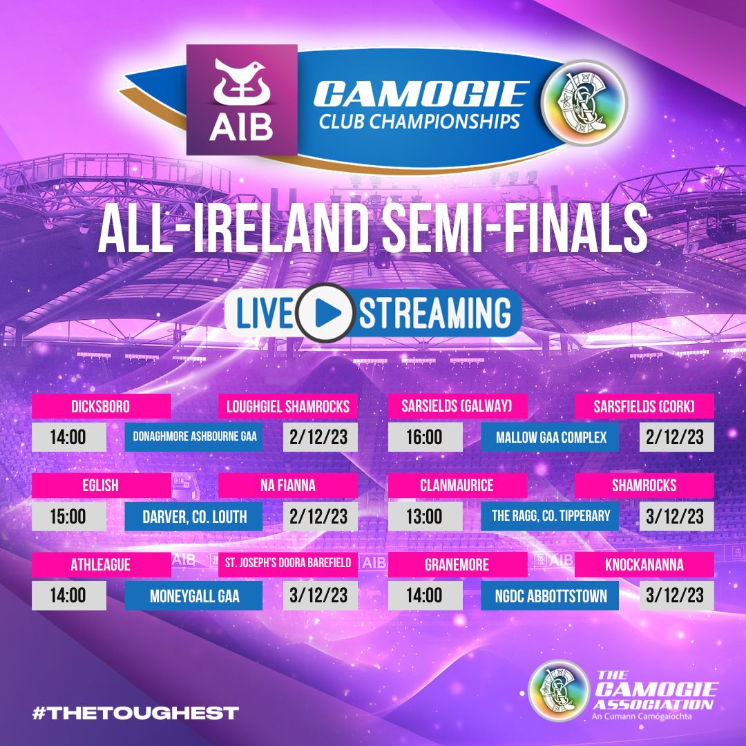 OfficialCamogie's tweet photo. We will be streaming this weekend's @aib_gaa Camogie All-Ireland Club Championship Senior, Intermediate and Junior Semi-Finals. 🎉
Visit Clubber to access the games: https://t.co/jT3ls2Haya
#TheToughest
#OurGameOurPassion
#AIBCamogieClubChampionships https://t.co/vcIs6WEXoN