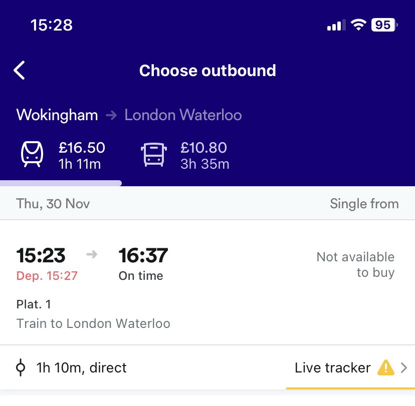 GeorgeHobby's tweet photo. @SW_Help Trains seem to be departing from Wokingham to Waterloo. Is this line running again? https://t.co/oypF25ilU7