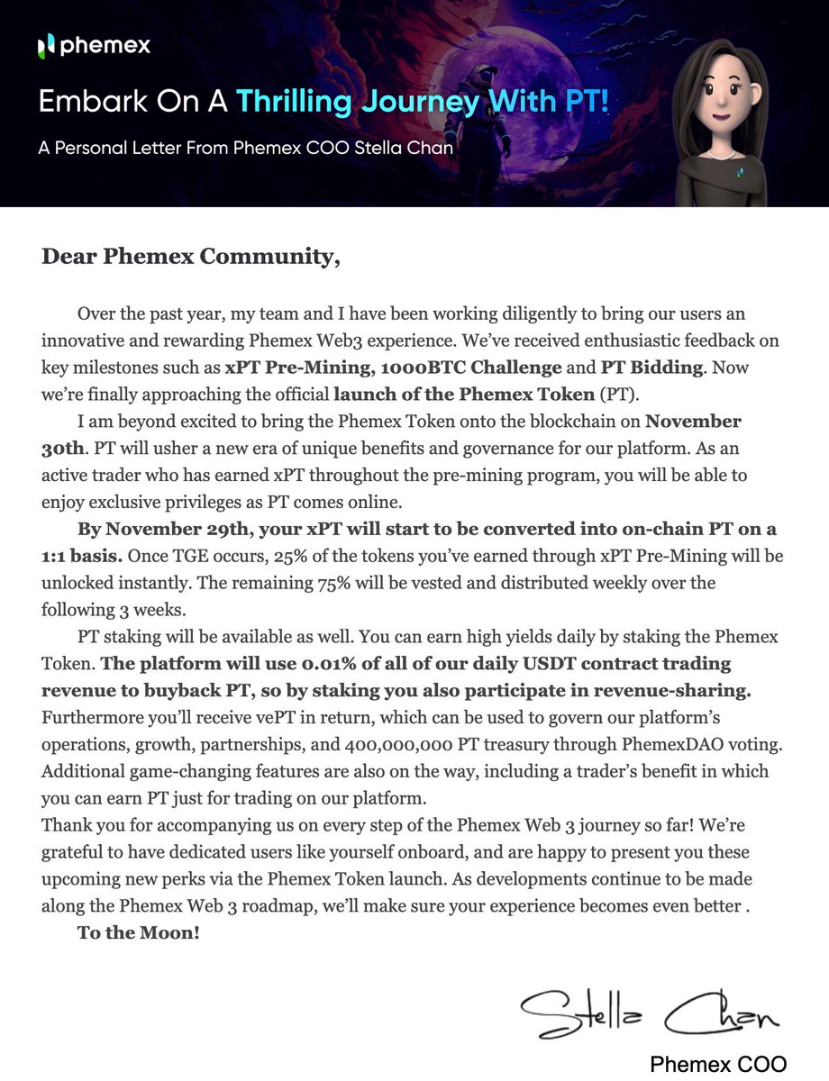JaskaranKi37511's tweet photo. Reflecting on the remarkable journey with Phemexia Web3, the anticipation peaks with the upcoming launch of #PhemexToken on Nov. 30th! Sharing my heartfelt letter with the incredible #Phemex community. 😁 https://t.co/HNrmof0Q9X
