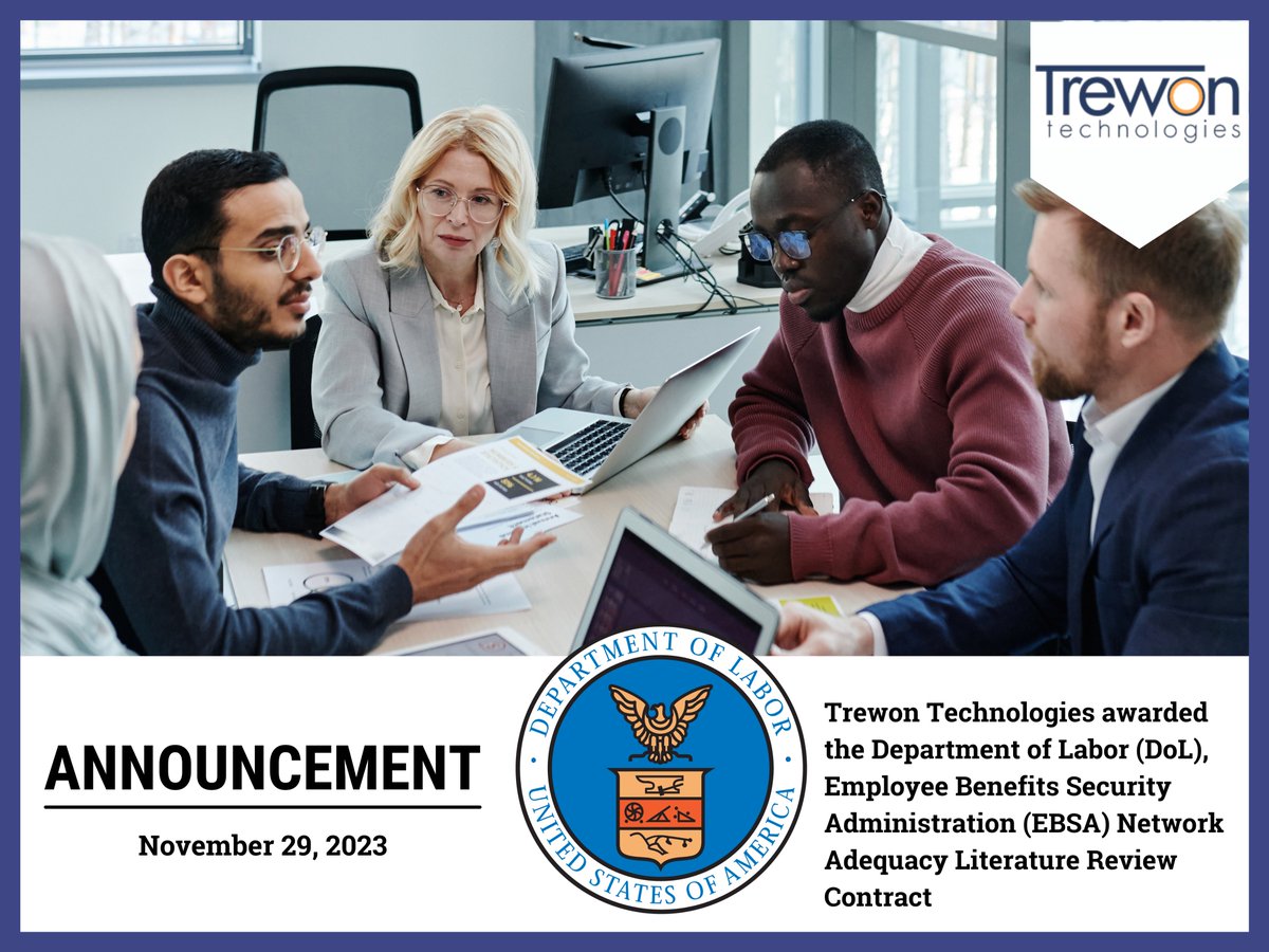 TrewonTech's tweet image. Trewon Technologies, LLC is honored to receive a sole source award from the U.S. Department of Labor, Office of Health Plan Standards and Compliance Assistance (OHPSCA)linkedin.com/posts/trewonte…