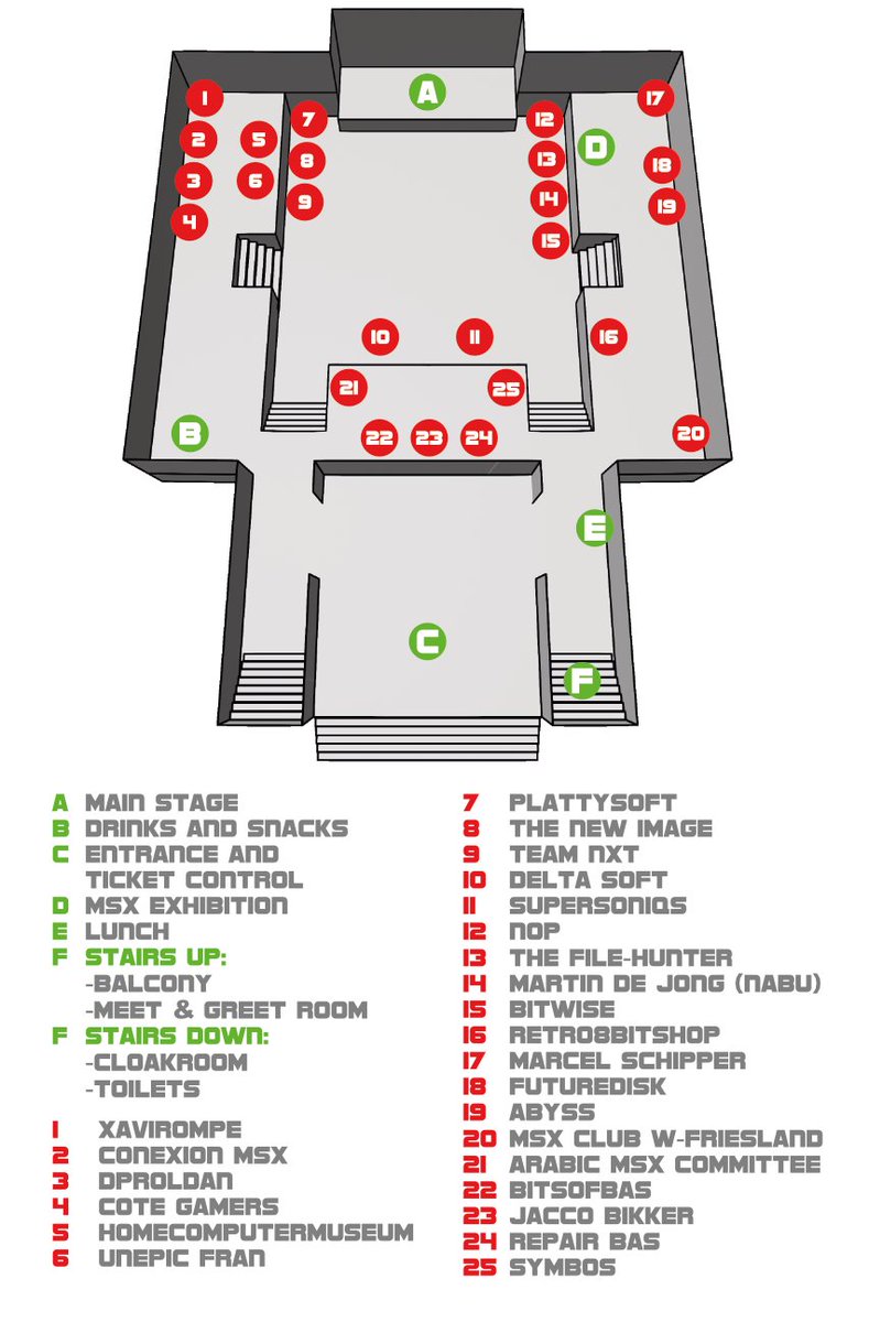 MSXGOTO40's tweet photo. With live music, panels, historical machines and 25 exhibitors with lots of hardware and software, GOTO40 offers you a day full of #MSX!

To make your visit run smoothly, please take a look at the floor plan so you can prepare your visit even better. 

See you next week! 🥰 https://t.co/EGGq3sTMGm