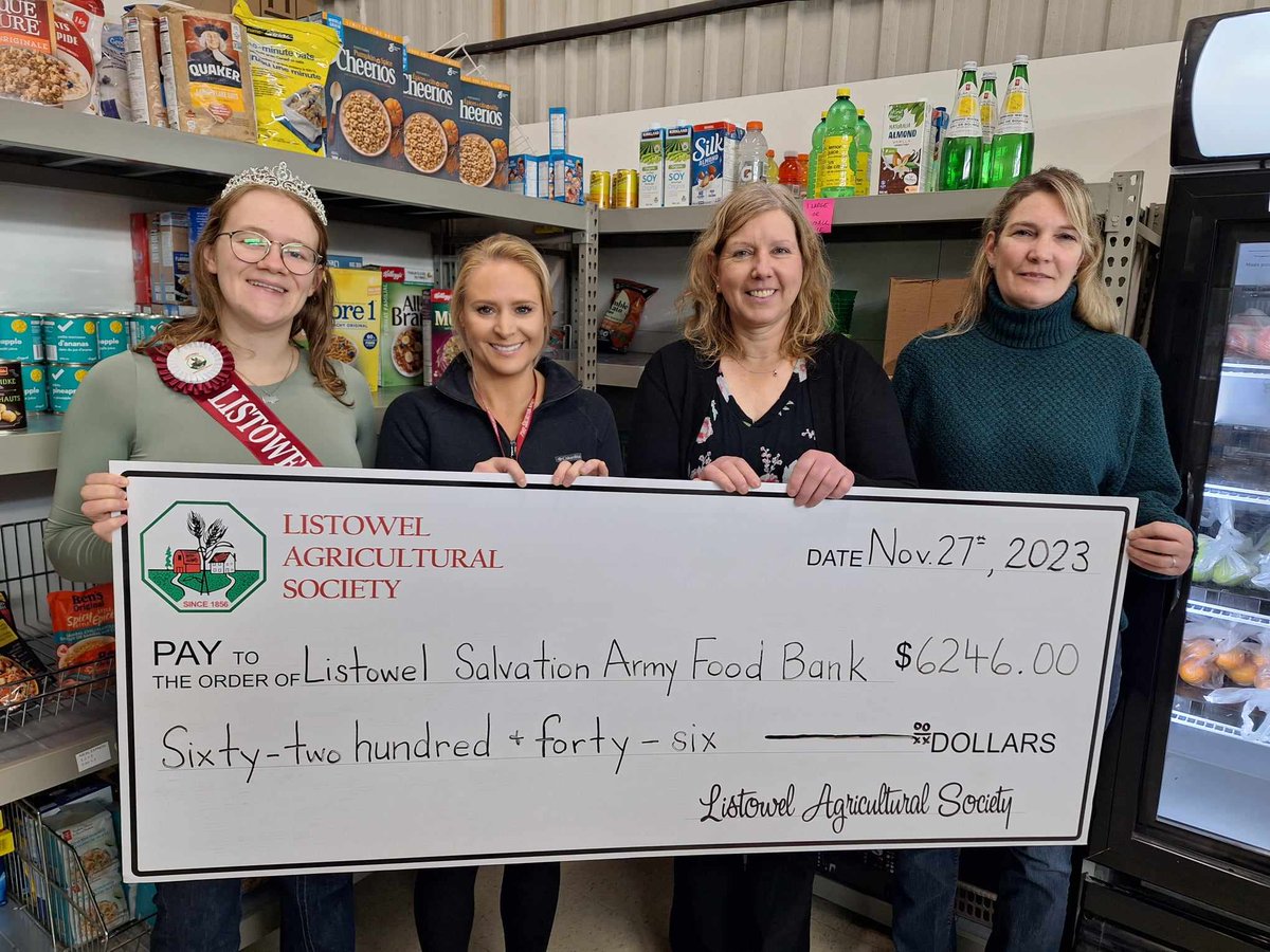 Listowel Ag Society (@listowelfair) on Twitter photo As a result of funds raised from the Ag Society's recent Harvest Dinner & Auction, $6246 was raised was for Listowel Salvation Army Food Bank. Thank you to our auction bidders and event attendees for their support! <a href="/salvationarmy/">The Salvation Army</a> #greatcommunitysupport #funtimesattheauction As a result of funds raised from the Ag Society's recent Harvest Dinner & Auction, $6246 was raised was for Listowel Salvation Army Food Bank. Thank you to our auction bidders and event attendees for their support! <a href="/salvationarmy/">The Salvation Army</a> #greatcommunitysupport #funtimesattheauction