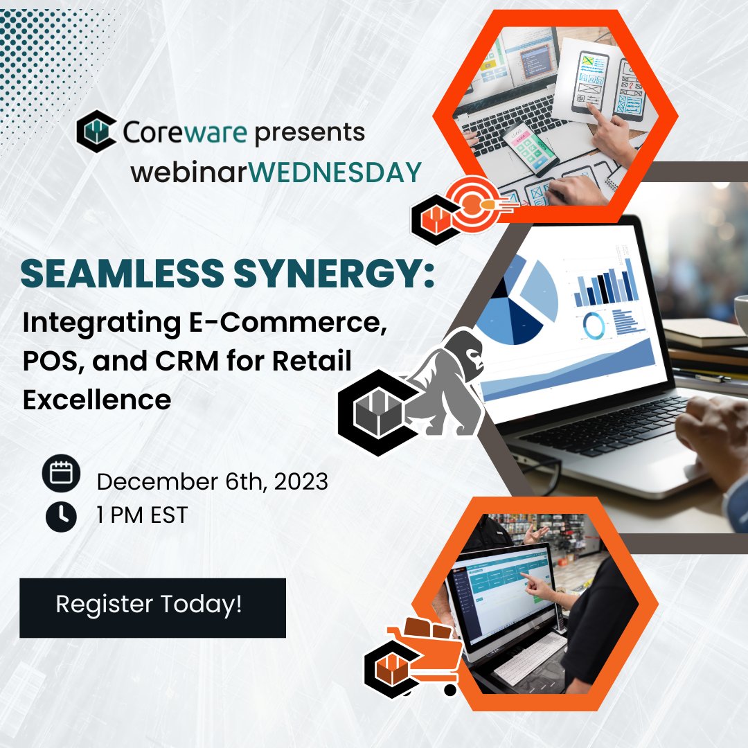 Unlock the future of retail with Seamless Synergy! 🚀 Join us for an exclusive webinar where we'll explore the game-changing integration of E-Commerce, POS, and CRM systems. #RetailExcellence #SeamlessSynergy #RetailInnovation

Register Now: app.coreilla.com/v2/preview/NNY…