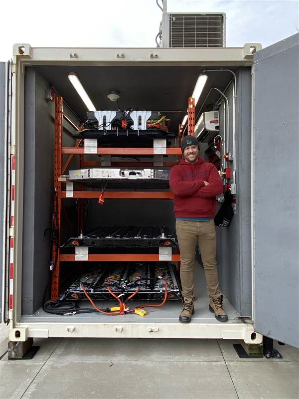 And here's the full rack and stack of 4 packs in our dedicated mixed battery array test chamber. Now to control them all uniquely based on a grid storage signal!