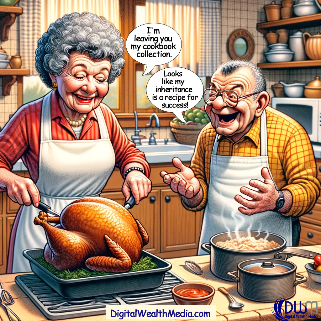 DWM_Wills's tweet photo. Whipping up some humor in estate planning! 📚🍳  While our characters cook up laughs over cookbook inheritances, remember that a well-prepared estate plan is the key ingredient to a successful legacy.   #EstatePlan https://t.co/mZOlwr2kB9