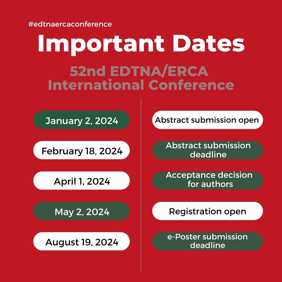 EDTNAERCA's tweet photo. ποΈ Save the Dates! π Exciting news as we unveil the Important Dates for the 52nd EDTNA/ERCA International Conference 2024! π
ππ Mark your calendars! πβ¨
#EDTNAERCAConference #SaveTheDate #AthensConference #HealthCareConference #research #healthcare https://t.co/GYddBlajfZ