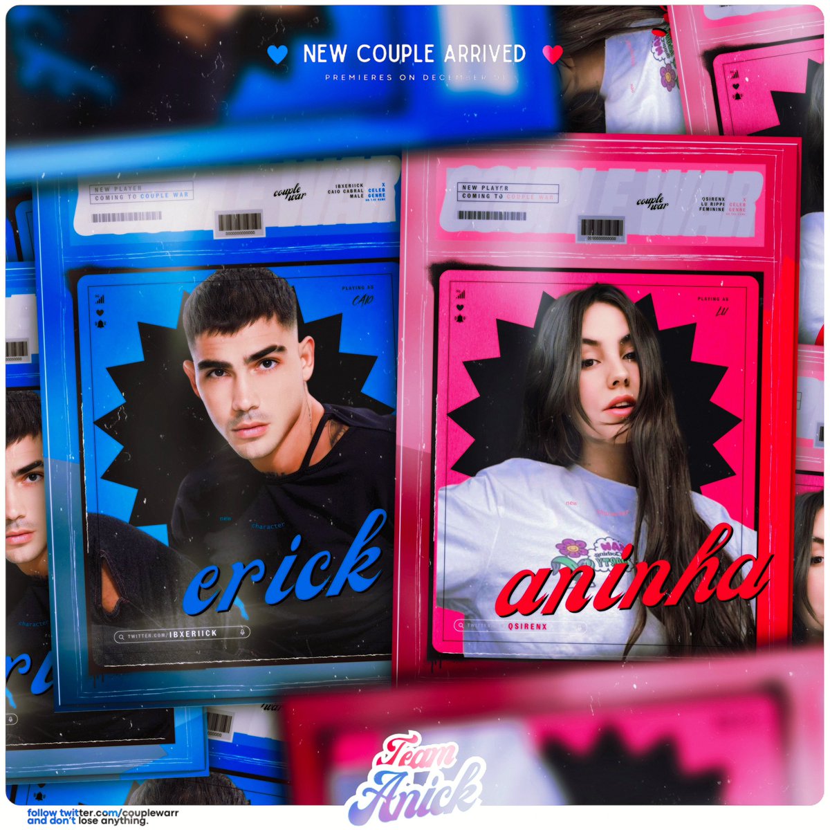 couplewarr's tweet photo. #CW | Casal Confirmado: #Anick 🐅

♂— Erick (@ibxeriick) como Caio Cabral; 
♀— Aninha (@qsirenx) como Lu Rippi.

Boa sorte e um bom jogo aos parceiros! https://t.co/ybAb3aG383