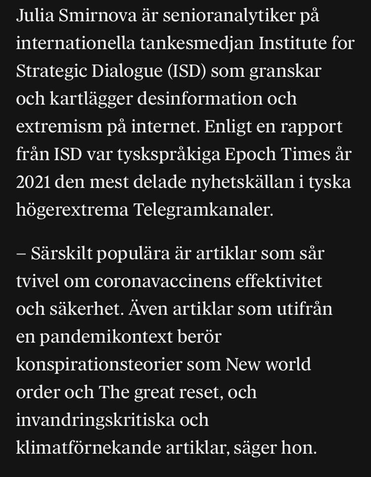 JonathanLeman's tweet photo. Mycket problematiskt att generaldirektören för Myndigheten för psykologiskt försvar väljer att medverka i och skänka legitimitet åt en nyhetssajt som ägnar sig åt just desinformation. 

Läs DN:s granskning av Epoch Times. 
👇
https://t.co/1sFgFqjUNr https://t.co/6aVo7hiGUB