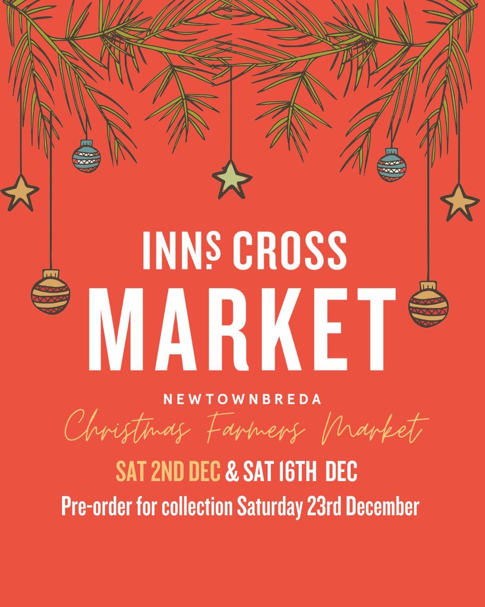 InnsCrossMarket's tweet photo. Have you got a reminder in your phone for our two #InnsCross #ChristmasMarkets?π
πSaturday 2nd December
π
Saturday 16th December
***
Pre-order your Christmas meat, fish and veg for collection on Saturday 23rd December (note collection time is 9am-10am on this day) https://t.co/eeTphTUsaT