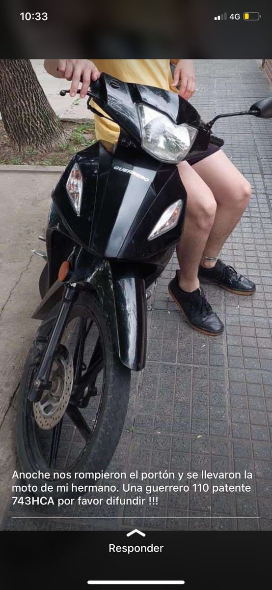 BiancaPortillo3's tweet photo. Anoche reventaron el portón de casa a patadas y se robaron la moto de mi hermano, es una guerrero 110 con patente 743HCA. 
POR FAVOR DIFUNDIR!!!!!! https://t.co/fCiQLSJPgl