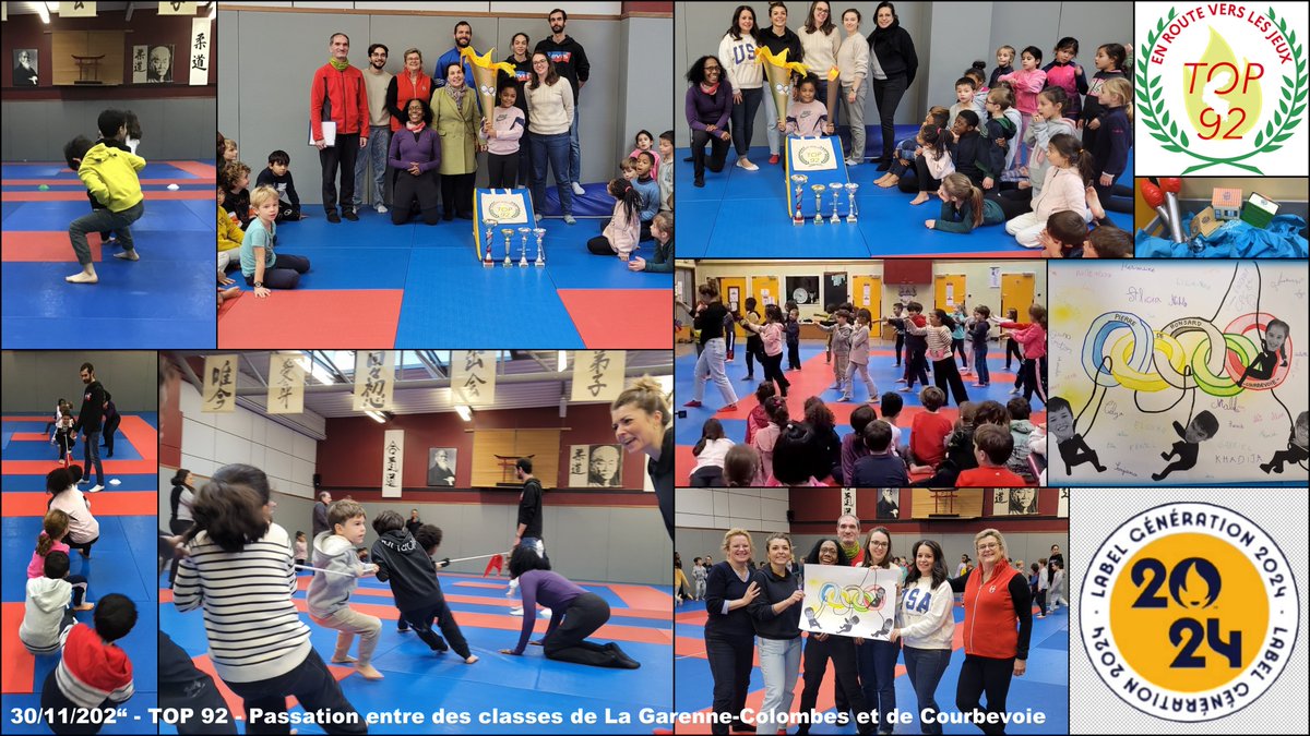 Une passation entre des classes de La Garenne-Colombes et Courbevoie était organisée à l'occasion du #TOP92 autour d’une rencontre Tir à la corde. Flamme olympique, cadeaux et danse étaient au programme, en présence de l'IEN <a href="/champroux10/">Béatrice Champroux</a>, de conseillers pédagogiques et d'élus !