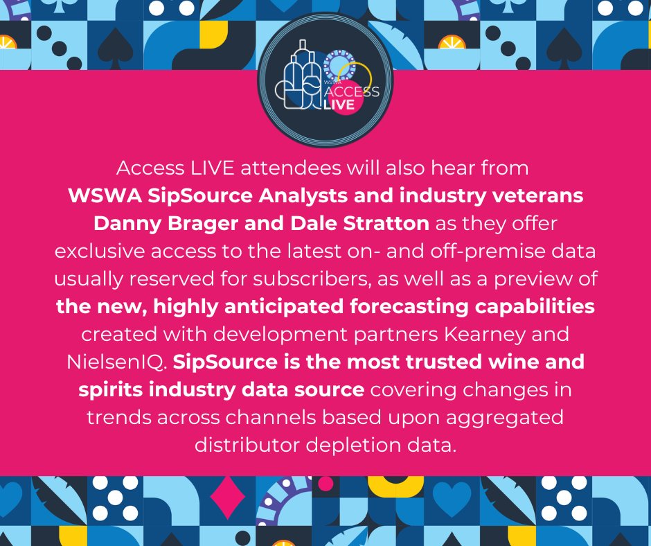 📢 Calling all wine and spirits enthusiasts! 🍷🥃 Join us at #AccessLIVE24 for exclusive industry insider scoop and data from #SipSource! 📊 Don't be left in the dark – join us and stay ahead of the game! 💪😄 accesslive.wswa.org