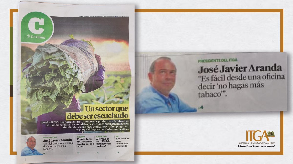 TobaccoGrowers's tweet photo. 📰 ITGA President @JosJavierArand2  provided another strong statement in defence of the sector: "Listen to tobacco growers" https://t.co/UHiWX8BPe9