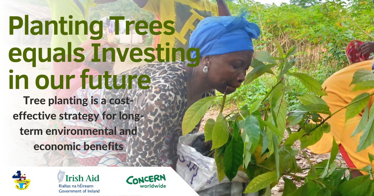 Invest in your future by planting a tree. Planting trees enhances our environment and promotes well-being. #OneMillionTrees #sustainabledevelopment #climatechange #livelihoods #Liberia <a href="/Concern/">Concern Worldwide</a> <a href="/IrishAid/">Adrian Wall</a>