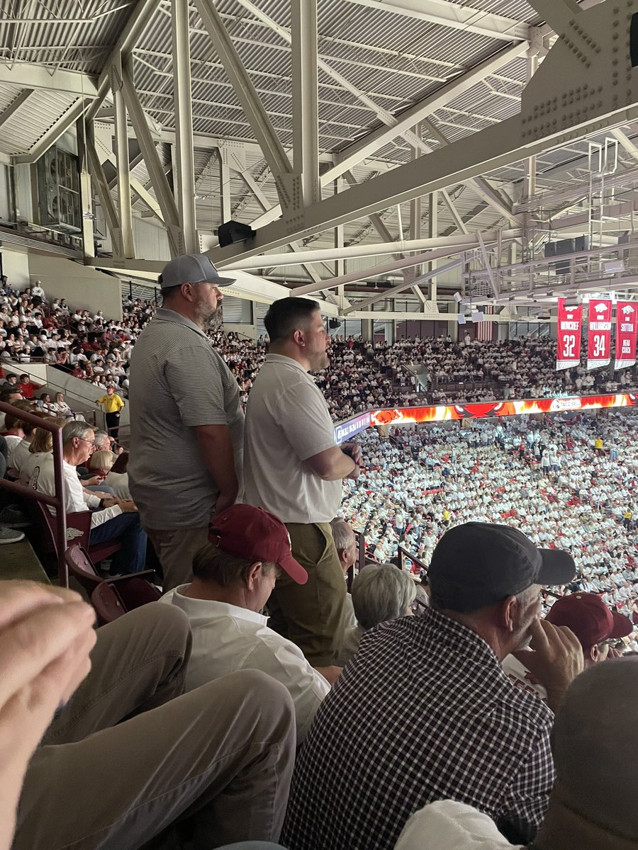LKWootWoot's tweet photo. Shoutout to these guys who stood (&amp; yelled) THE ENTIRE GAME in the upper level. They warned the ppl sitting behind them they were going to &amp;, indeed, they did. Impressed w/ this level of commitment to help our team win. If we can find them, they deserve an award, @EricPMusselman. https://t.co/53wti7lN7f