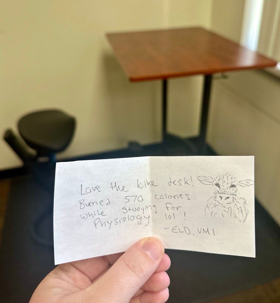 Mizzou Veterinary Medical Library (@zalklibrary) on Twitter photo We checked our suggestions box and the results are in: students love our bike desks! ๐ฒ They're the perfect way to study for exams while warming up from this chilly weather. (Thanks for the note and the awesome drawing!๐ฎ) #VetMed #MizzouLibraries We checked our suggestions box and the results are in: students love our bike desks! ๐ฒ They're the perfect way to study for exams while warming up from this chilly weather. (Thanks for the note and the awesome drawing!๐ฎ) #VetMed #MizzouLibraries