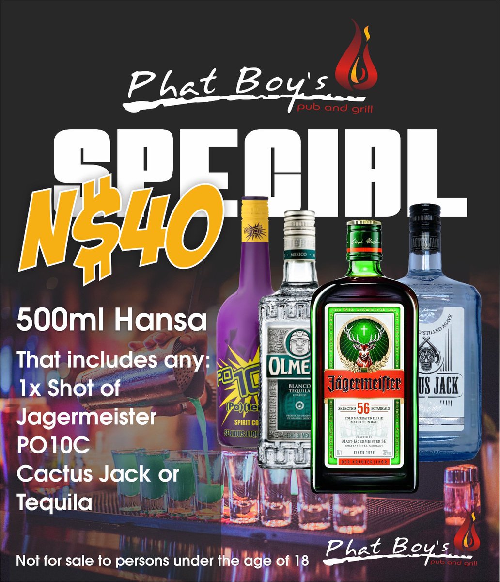 phatboyspub's tweet photo. Thursdays 🔥🍺 #Shooter 
#PhatBoys 
#Windhoek https://t.co/fszSja2ohp