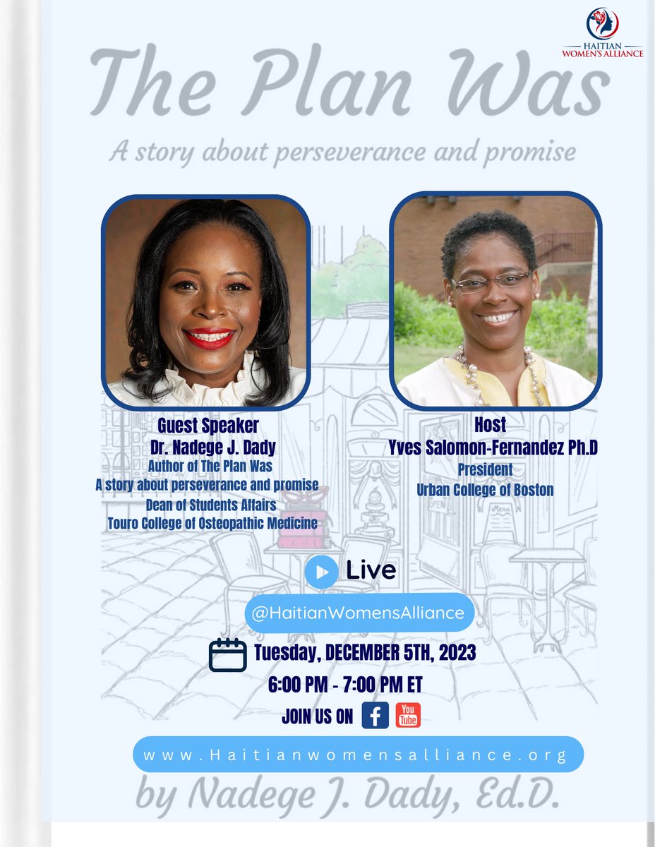 Join us on Dec 5th 6-7pm ET for an inspiring HWA Talk with Author <a href="/NadegeDady/">Dr. Nadege Dady</a> Dive into a fireside chat on her new book, "The Plan Was," and explore resilience and self-discovery. Participants can win a signed copy! Don't miss this transformative journey. Get your copy on Amazon!