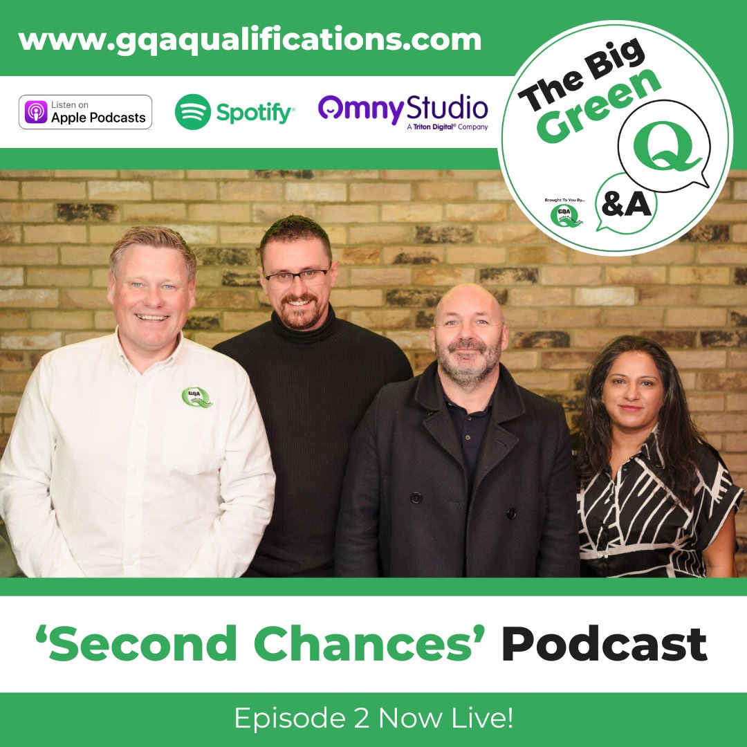 Listened to the second episode of our #BigGreenQ&amp;A #podcast yet?

Listen to members from <a href="/NLBCIC/">Nobody Left Behind</a>  and <a href="/Novuschange/">Novus</a>  talk all about the importance of ‘Second Chances’ through qualifications and training, for people like ex-military personel &amp; ex-prisoners.

gqaqualifications.com/news/new-podca…