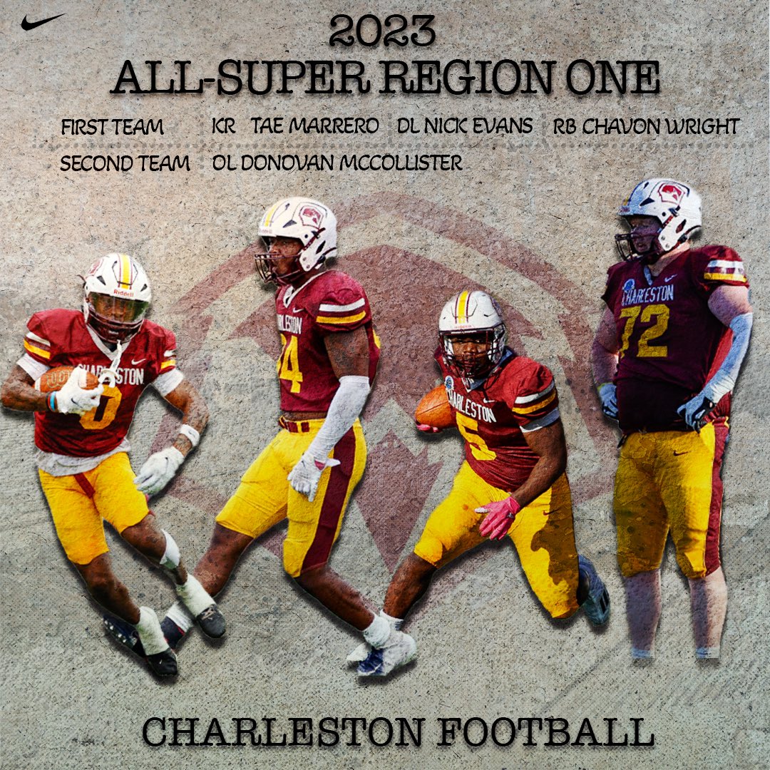 🏈 FOUR named to the All-Super Region One lists from this campaign for Charleston 🦅 #WingsUp