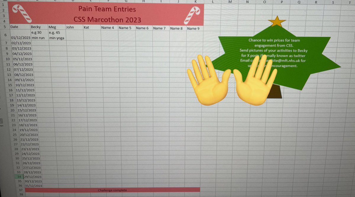 ‘Twas the night before Marcothon… We are looking forward to a month of improving our health and wellbeing! Thanks to Meg for the wonderful spreadsheet to keep us accountable! @CSScritcare @CathApplewhite @MFT_CSS @EhwMft