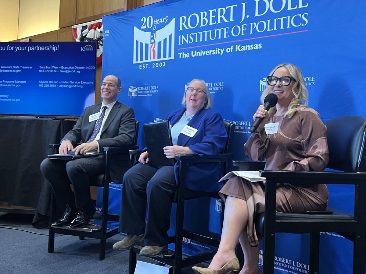KansasTreasurer's tweet photo. Yesterday, Treasurer Johnson joined @KDADSOfficial Sec. Howard and KS_DD_Council Exec. Dir. Weir to announce a new partnership among their agencies to enhance awareness of the ABLE Savings Program for individuals within the intellectual and developmental disability community. https://t.co/SIYQOOZrZv