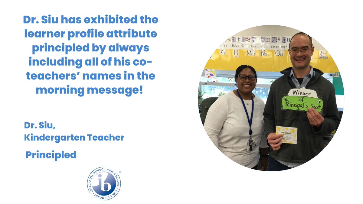 RandolphIBStars's tweet image. Dr. Siu&apos;s monthly learner profile recognition from October never posted - please join us in recognizing Dr. Siu for always being principled!  Stay tuned for November&apos;s Caring post coming soon. @ibpyp #learnerprofile