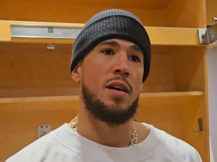 barstoolsports's tweet photo. Shoutout Devin Booker After He Essentially Told The Rest Of The NBA To Stop Crying About Running Up The Score For The In-Season Tournament https://t.co/XLINxAGETW https://t.co/g100gr5CQs