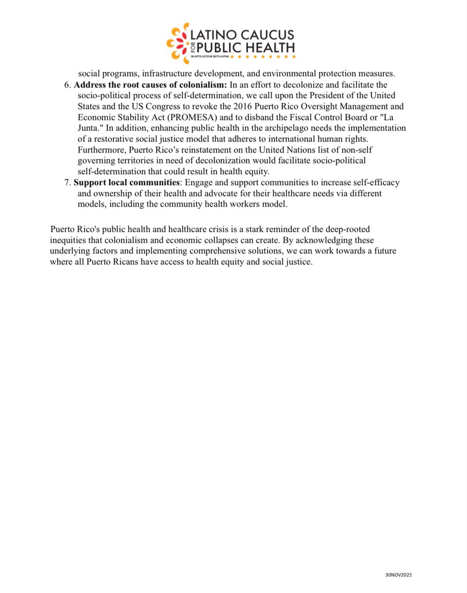 DonHiramMD's tweet photo. La Declaración del Caucus Latino para la Salud Pública (@lcph_apha ) en la Asociación Americana de Salud Pública (@PublicHealth )  sobre la Crisis de Salud Pública y Atención Médica en Puerto Rico. https://t.co/P3rg1Fe0ij