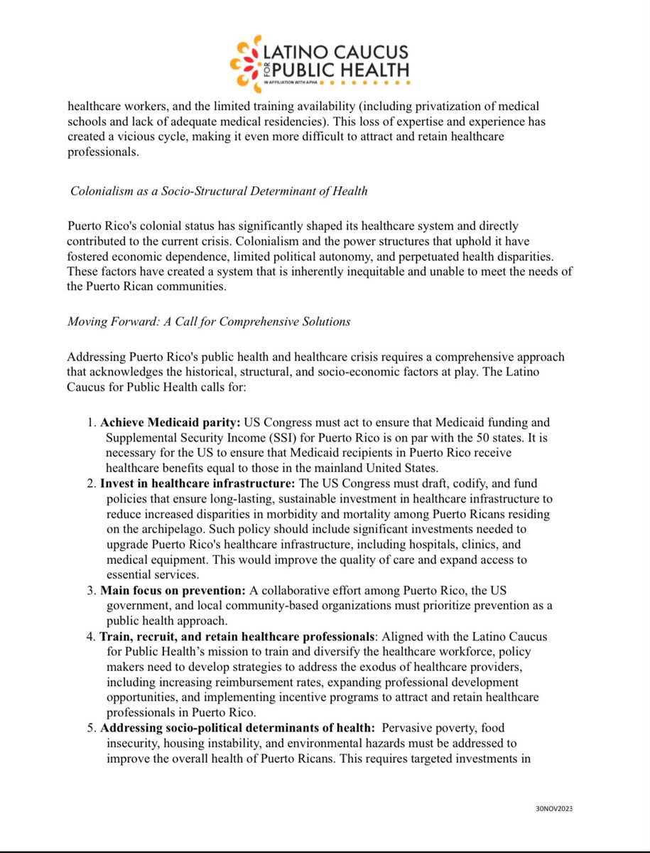 DonHiramMD's tweet photo. La Declaración del Caucus Latino para la Salud Pública (@lcph_apha ) en la Asociación Americana de Salud Pública (@PublicHealth )  sobre la Crisis de Salud Pública y Atención Médica en Puerto Rico. https://t.co/P3rg1Fe0ij