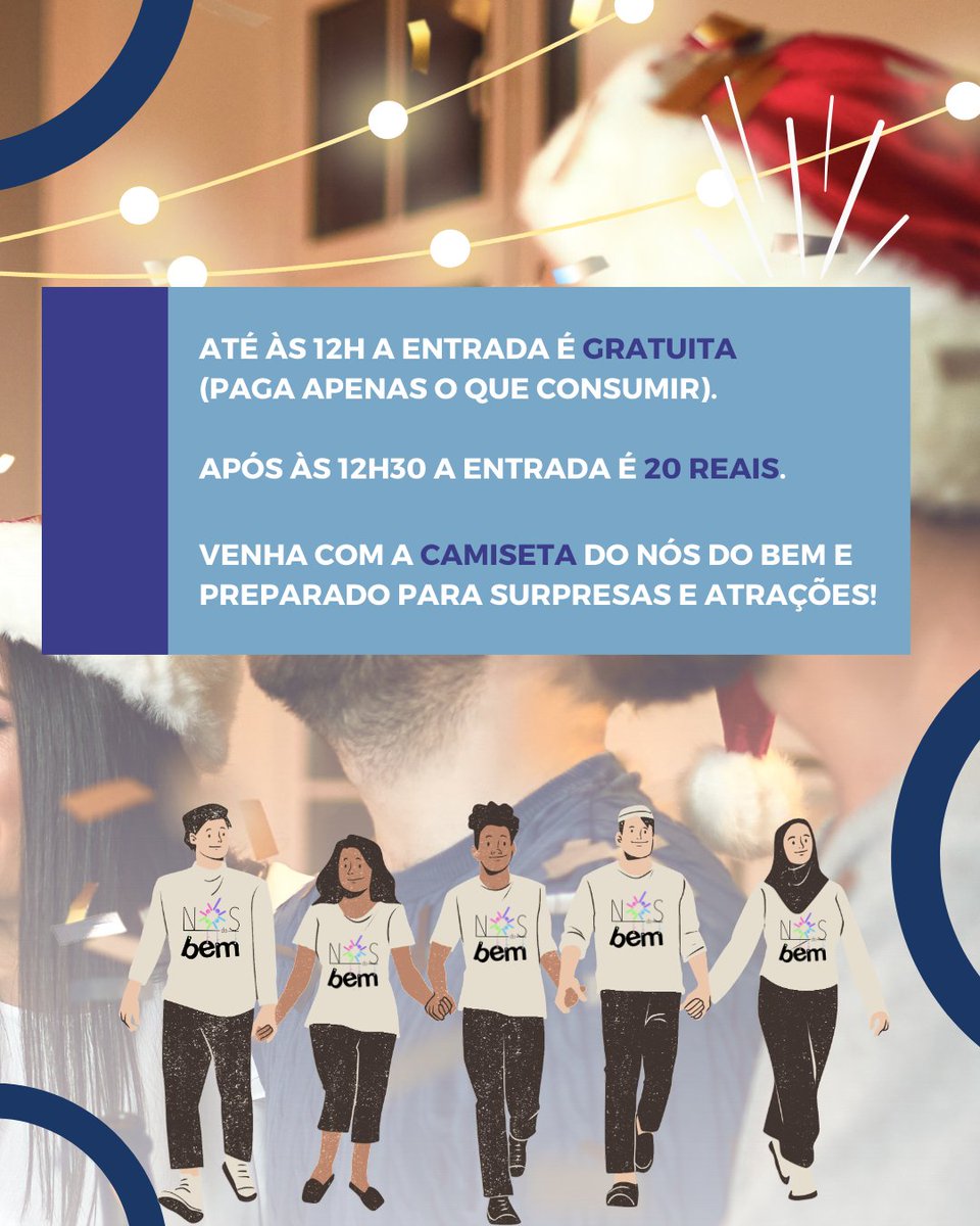 nosdobem's tweet photo. Vem aí a Confraternização Nós do Bem!

Se prepare para uma tarde incrível no Quintal do Espeto - Santana, dia 02/12 a partir das 12h. A entrada é GRATUITA até às 12h, após às 12h30, a entrada é apenas 20 reais.

Não esqueça de vestir a sua camiseta do Nós do Bem.

#nosdobem #ong https://t.co/0821SZUoOX