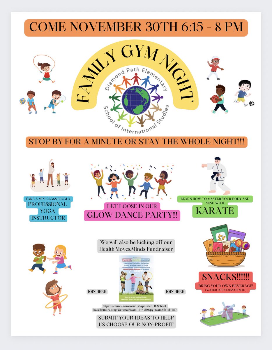 mchamberlainPE's tweet photo. Tonight’s the night!
@DiamondPath196 Family P.E. Night!
Excited for families to come through the doors & experience how P.E. is FUN & will signal the kick-off of our #healthmovesminds event!
@FirstTeeMN @PHITAmerica @SelkirkSport @GopherSport @SpeedStacksInc @omnikinofficial https://t.co/pLi7aTDAYv