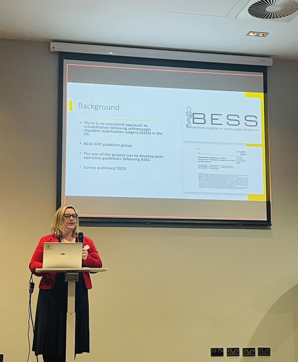 Jo Winton (@jophysiowinton) on Twitter photo A Great Plug for <a href="/bessconference/">British Elbow & Shoulder Society</a> by <a href="/ElaineWillmore/">Elaine Willmore</a> at the @RnohTherapies Research Conference 💪 I’d love to hear from #EarlyCareer AHPs especially OTs who may be interested in learning more about BESS 🤓
<a href="/AnjuJaggi/">anju jaggi</a> <a href="/GregoryBooth/">Greg Booth</a> @hoopoe_swana @ultherapies A Great Plug for <a href="/bessconference/">British Elbow & Shoulder Society</a> by <a href="/ElaineWillmore/">Elaine Willmore</a> at the @RnohTherapies Research Conference 💪 I’d love to hear from #EarlyCareer AHPs especially OTs who may be interested in learning more about BESS 🤓
<a href="/AnjuJaggi/">anju jaggi</a> <a href="/GregoryBooth/">Greg Booth</a> @hoopoe_swana @ultherapies