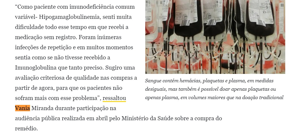 As reportagens sobre a Pec do plasma e a participação dos pacientes do Elpib
Los informes sobre PEC plasmática Y la participacion de Los pacientes en El grupo ELPIB