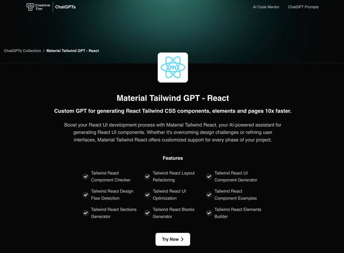 Axelut's tweet image. Material Tailwind GPT for React & MT GPT HTML were just added on @CreativeTim 's GPTS page.
Also, we added all the Code Mentors we launched this week! This works like a bookmark for developers.
Links in comments
#openai #chatgpts #developers