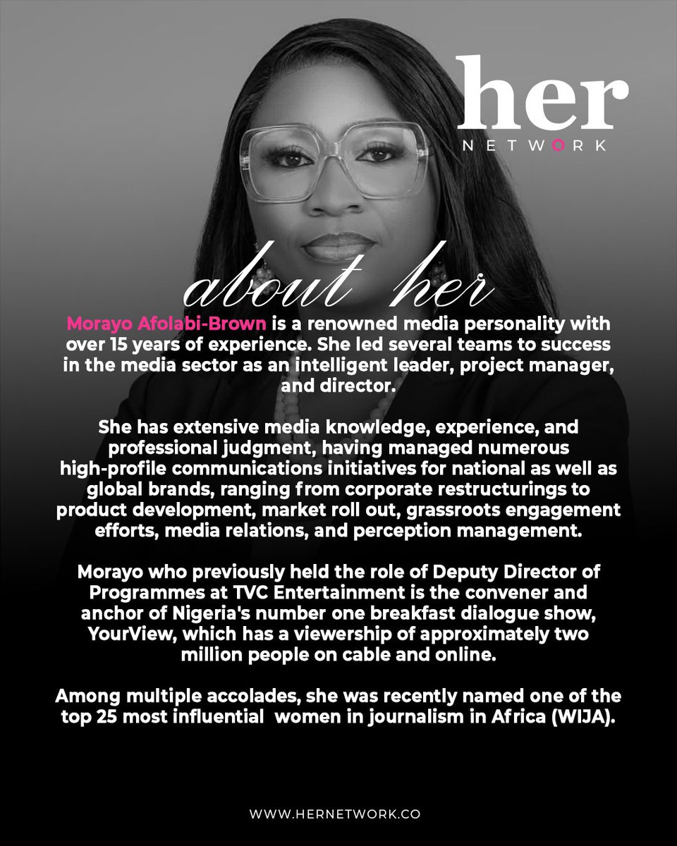 HerNetworkOnlne's tweet photo. #Hereforthis | TVC Communications, owners of @tvcnewsng and TVC Entertainment channels Max FM and Adaba FM, today announced the appointment of Morayo Afolabi-Brown (@moakabash) as Managing Director of the TVC Entertainment channel and we love it for her! 👏🏽👏🏽👏🏽 https://t.co/fgxArMXcMH