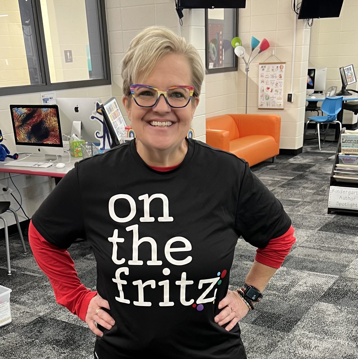 lcfritz's tweet photo. I was walking down the hall today, and a student pointed to my shirt and said, “NICE! You have your own merch!” 😂😂 https://t.co/Bzx9GkYuDl