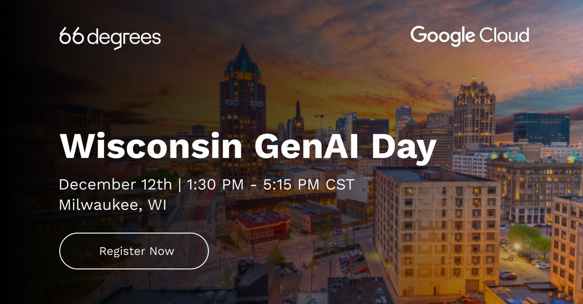 Dive into the future of GenAI and unlock your business potential at Wisconsin GenAI Day 💡

Hear how peers at Whirlpool and American Family Insurance are using this disruptive technology to their advantage, and see it in action with live demos👇rsvp.withgoogle.com/events/google-…